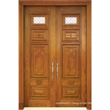 Classic Style Double Solid Wood Door with Glass